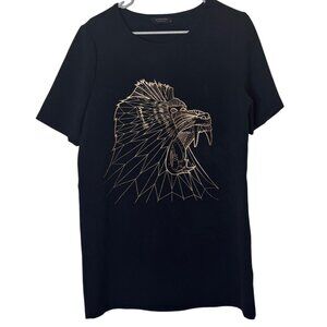 ElevenParis Black Mini Dress EU 38 US 8 Baboon Gold Graphic Streetwear Edgy